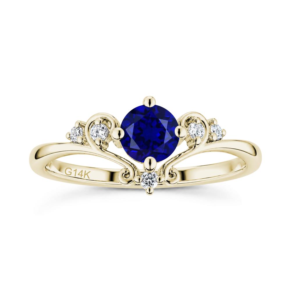 Vintage Round Cut Sapphire Swirl Vine Ring - LUO Jewelry #gemstone_Sapphire