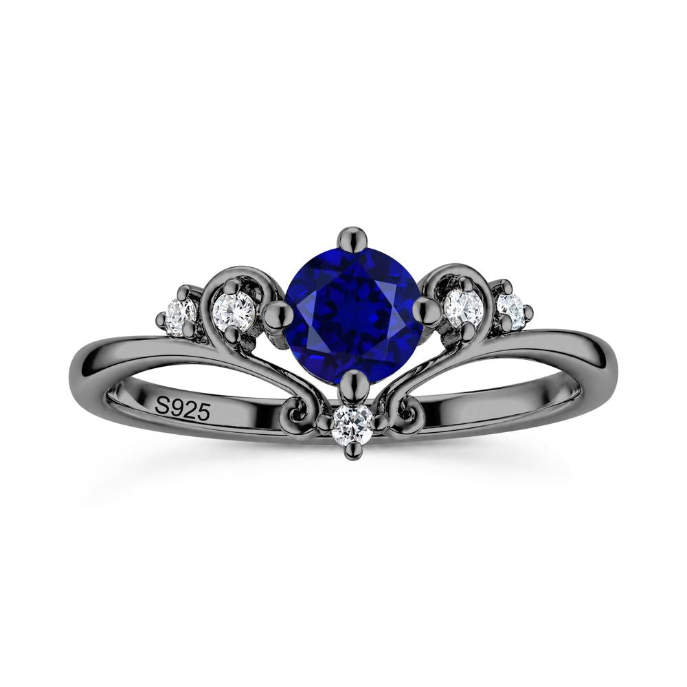 Vintage Round Cut Sapphire Swirl Vine Ring - LUO Jewelry #gemstone_Sapphire