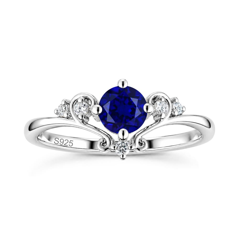 Vintage Round Cut Sapphire Swirl Vine Ring - LUO Jewelry #gemstone_Sapphire