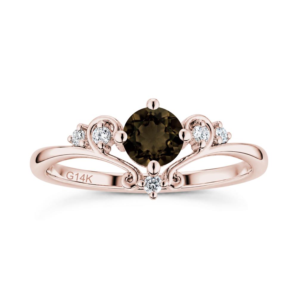Vintage Round Cut Sapphire Swirl Vine Ring - LUO Jewelry #gemstone_Smoky Quartz