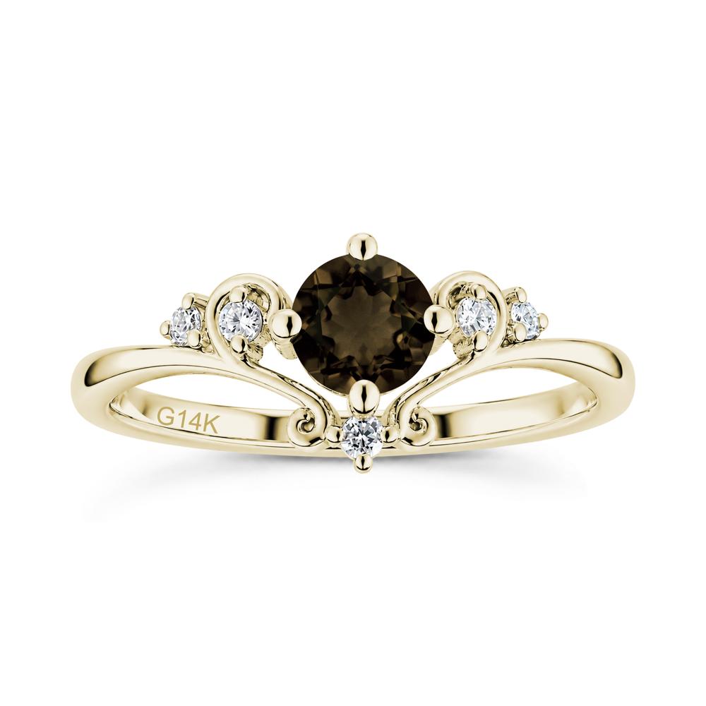 Vintage Round Cut Sapphire Swirl Vine Ring - LUO Jewelry #gemstone_Smoky Quartz