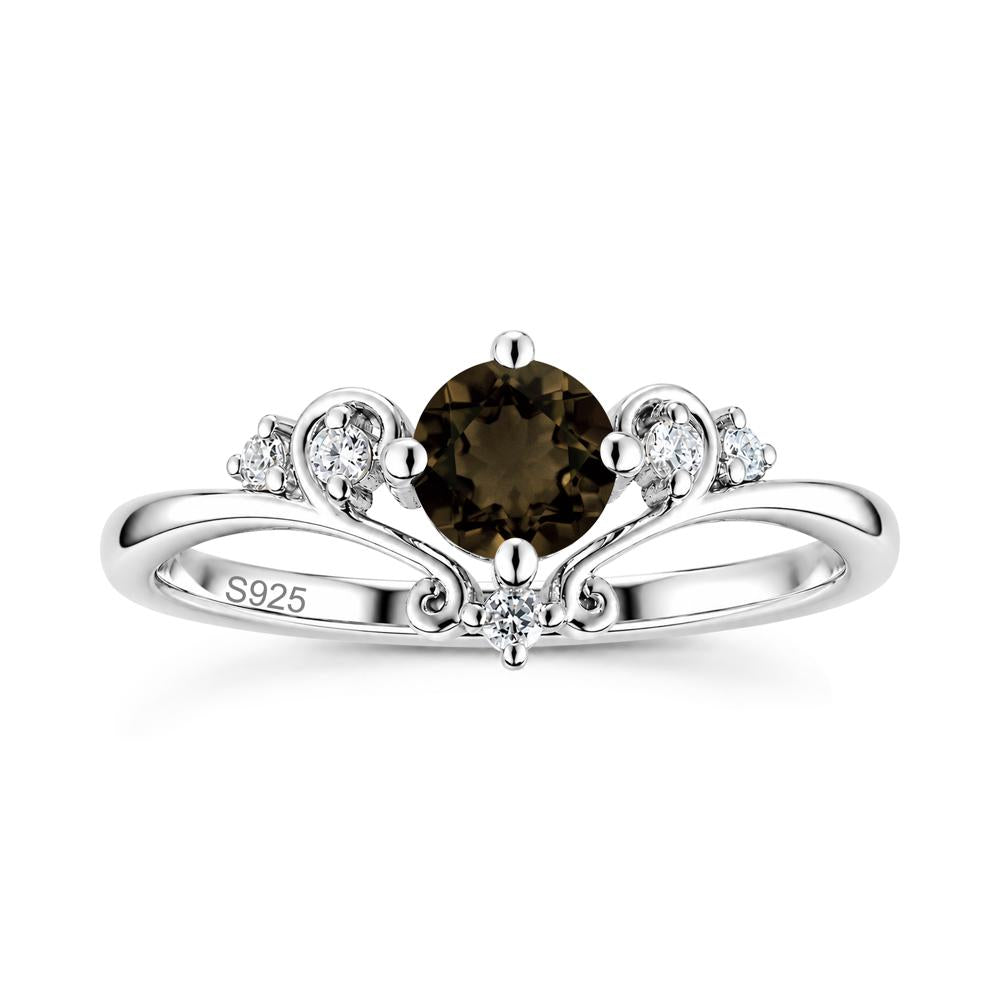 Vintage Round Cut Sapphire Swirl Vine Ring - LUO Jewelry #gemstone_Smoky Quartz