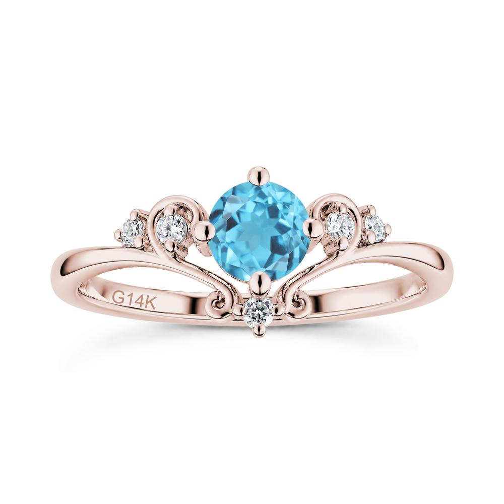 Vintage Round Cut Sapphire Swirl Vine Ring - LUO Jewelry #gemstone_Swiss Blue Topaz