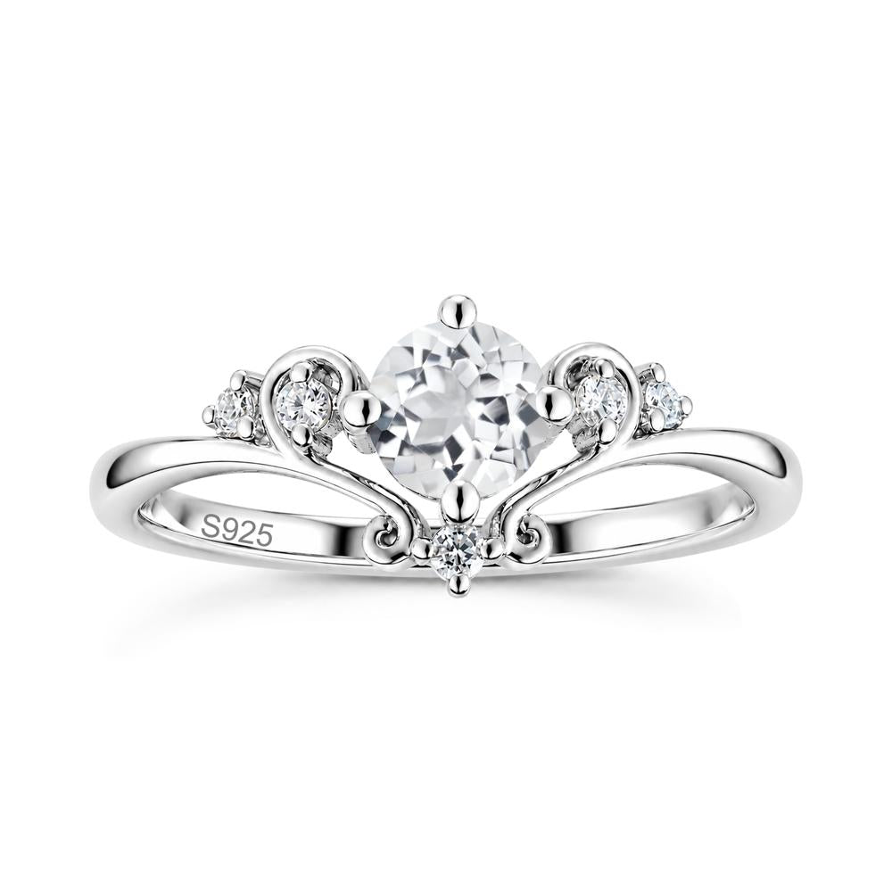 Vintage Round Cut Sapphire Swirl Vine Ring - LUO Jewelry #gemstone_White Topaz