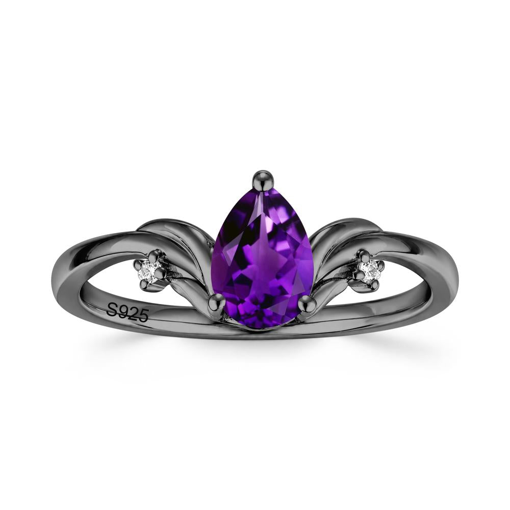 Minimalist Pear Cut Sapphire Vine Ring - LUO Jewelry #gemstone_Amethyst