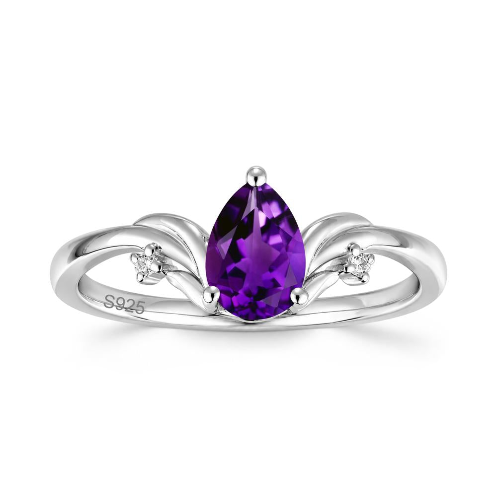 Minimalist Pear Cut Sapphire Vine Ring - LUO Jewelry #gemstone_Amethyst