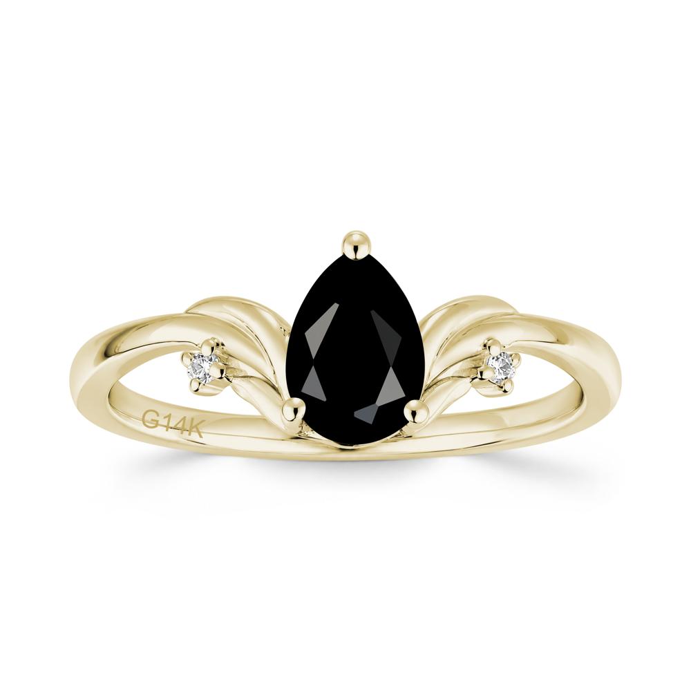 Minimalist Pear Cut Sapphire Vine Ring - LUO Jewelry #gemstone_Black Spinel