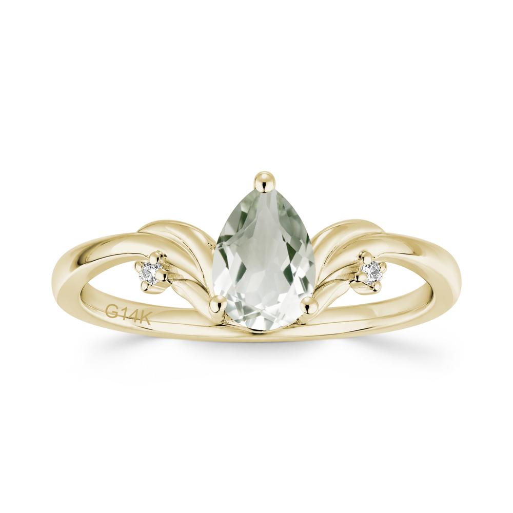 Minimalist Pear Cut Sapphire Vine Ring - LUO Jewelry #gemstone_Green Amethyst