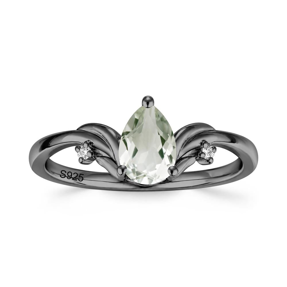 Minimalist Pear Cut Sapphire Vine Ring - LUO Jewelry #gemstone_Green Amethyst