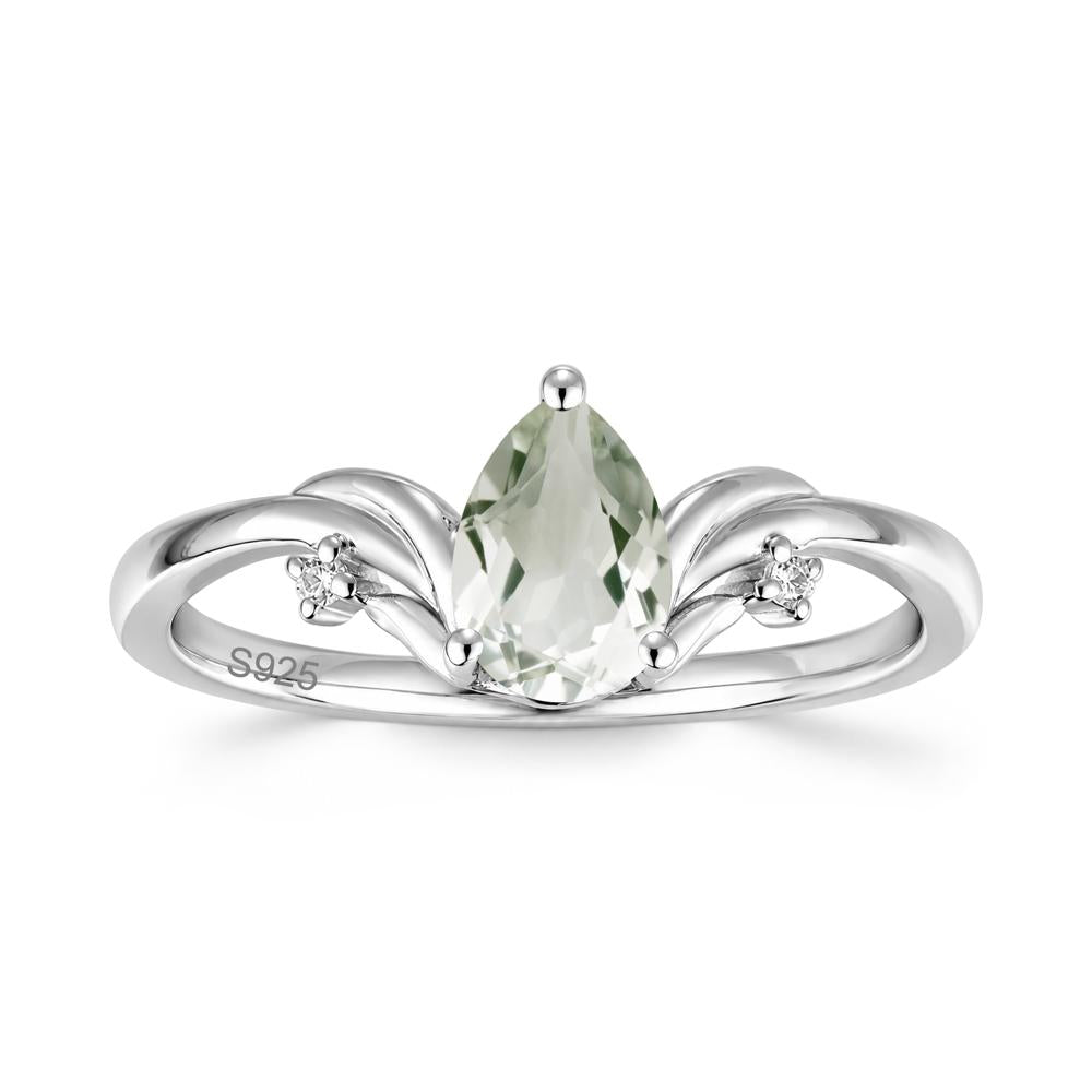 Minimalist Pear Cut Sapphire Vine Ring - LUO Jewelry #gemstone_Green Amethyst