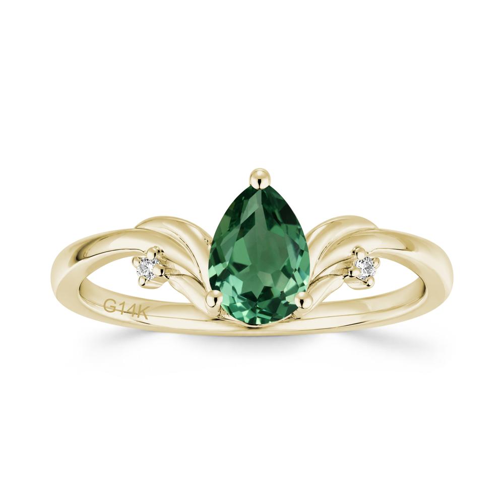 Minimalist Pear Cut Sapphire Vine Ring - LUO Jewelry #gemstone_Green Sapphire