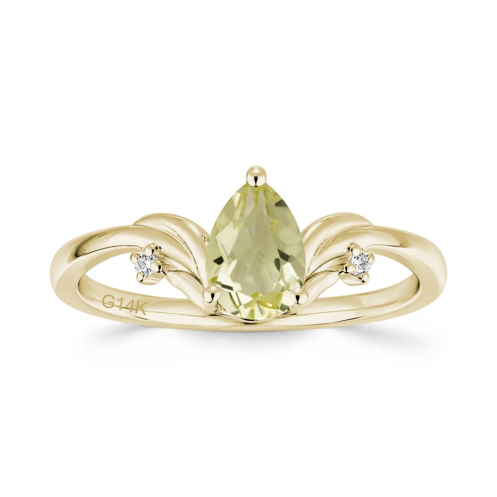 Minimalist Pear Cut Sapphire Vine Ring - LUO Jewelry #gemstone_Lemon Quartz