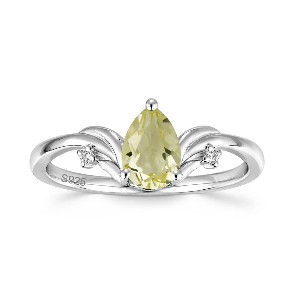 Minimalist Pear Cut Sapphire Vine Ring - LUO Jewelry #gemstone_Lemon Quartz