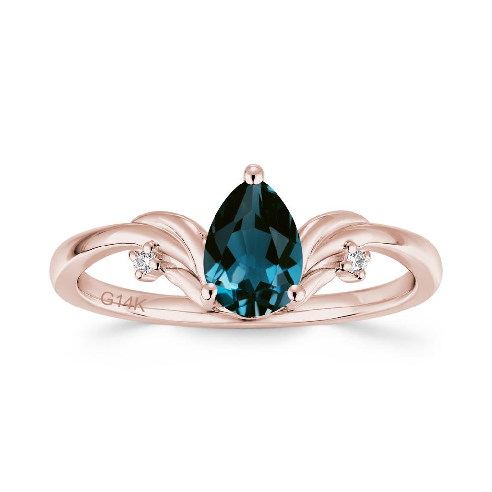 Minimalist Pear Cut Sapphire Vine Ring - LUO Jewelry #gemstone_London Blue Topaz