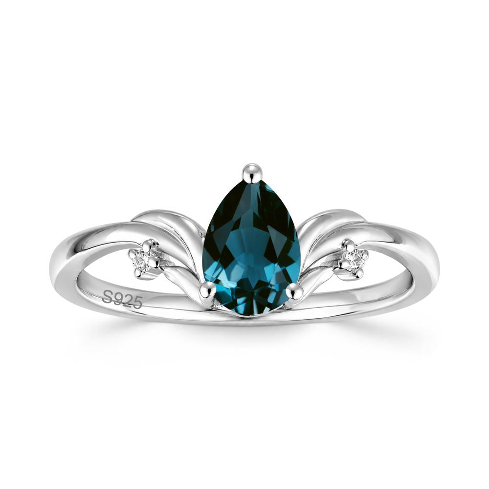 Minimalist Pear Cut Sapphire Vine Ring - LUO Jewelry #gemstone_London Blue Topaz