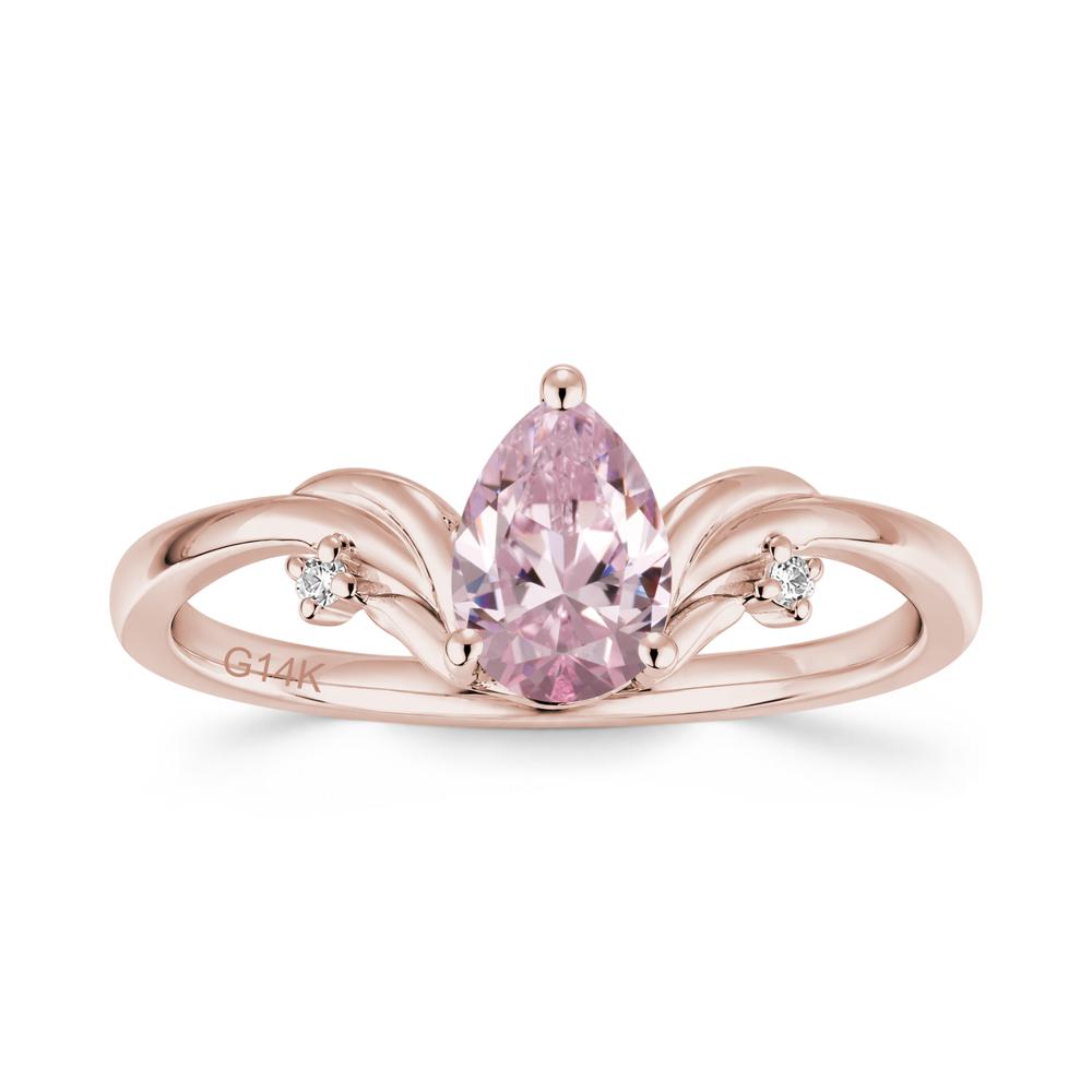 Minimalist Pear Cut Sapphire Vine Ring - LUO Jewelry #gemstone_Pink Cubic Zirconia