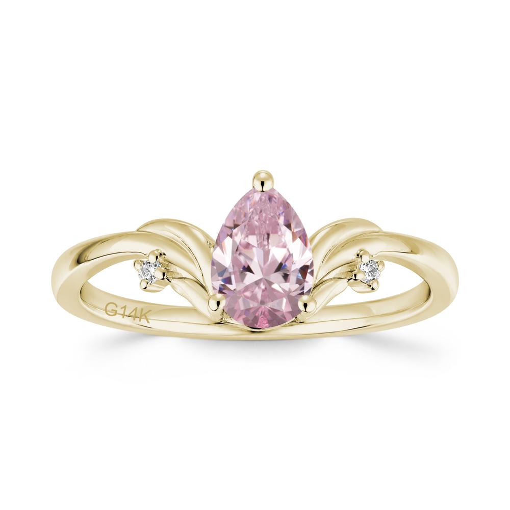 Minimalist Pear Cut Sapphire Vine Ring - LUO Jewelry #gemstone_Pink Cubic Zirconia
