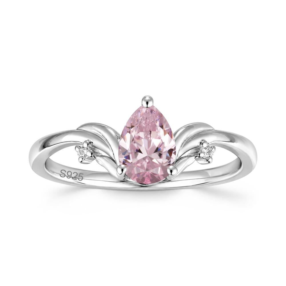 Minimalist Pear Cut Sapphire Vine Ring - LUO Jewelry #gemstone_Pink Cubic Zirconia
