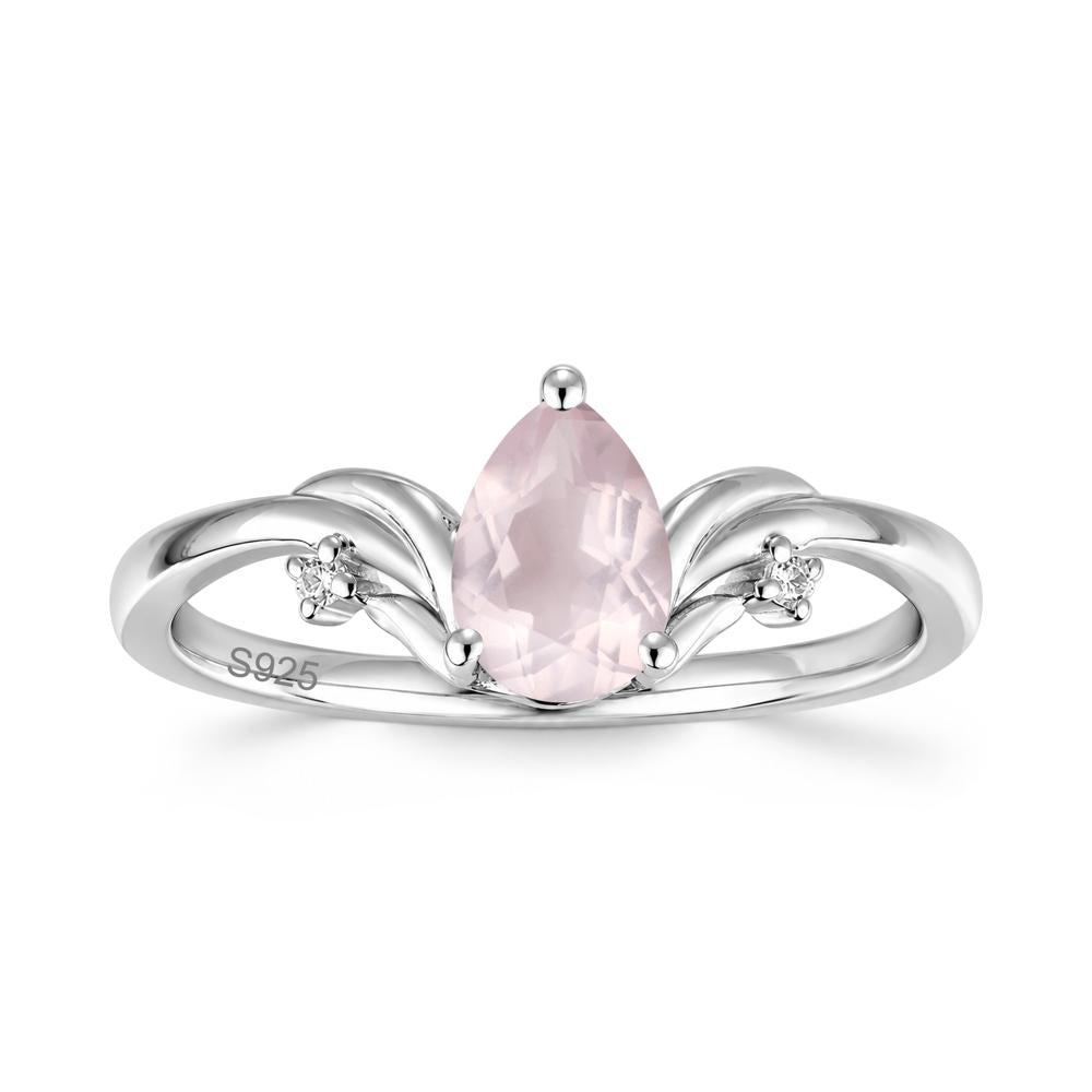 Minimalist Pear Cut Sapphire Vine Ring - LUO Jewelry #gemstone_Rose Quartz