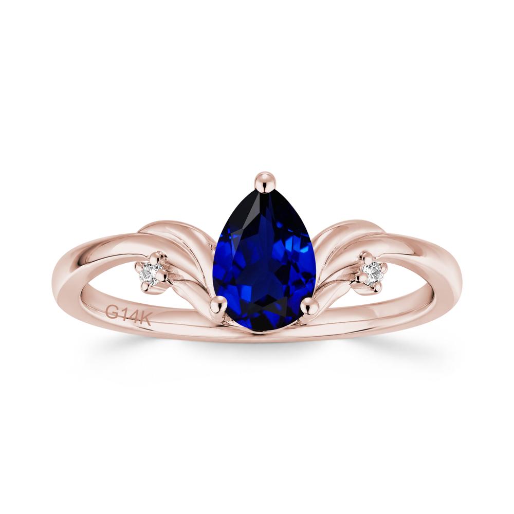 Minimalist Pear Cut Sapphire Vine Ring - LUO Jewelry #gemstone_Sapphire