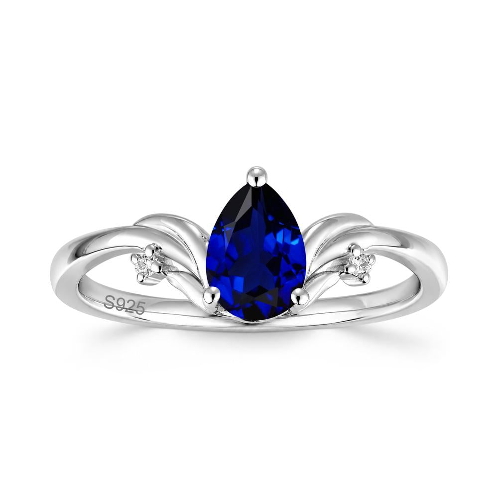 Minimalist Pear Cut Sapphire Vine Ring - LUO Jewelry #gemstone_Sapphire