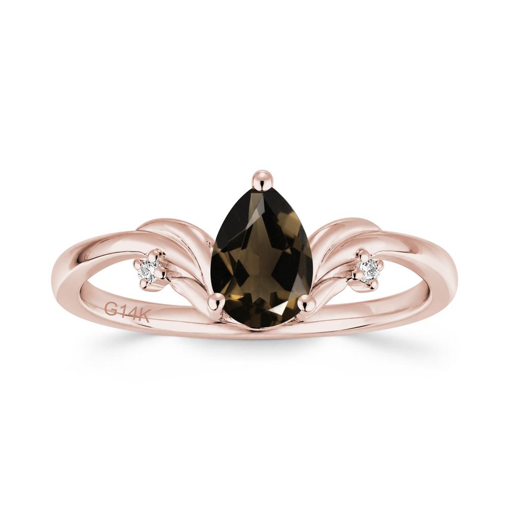 Minimalist Pear Cut Sapphire Vine Ring - LUO Jewelry #gemstone_Smoky Quartz