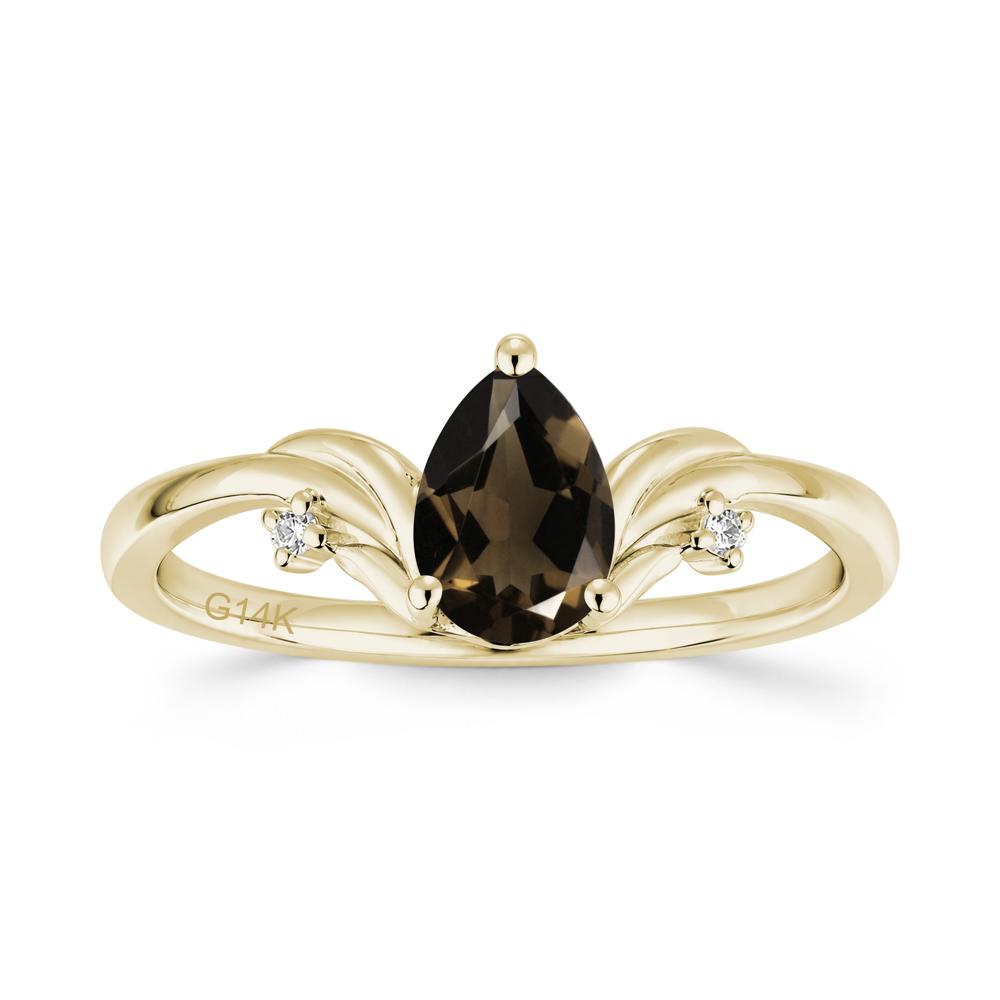 Minimalist Pear Cut Sapphire Vine Ring - LUO Jewelry #gemstone_Smoky Quartz