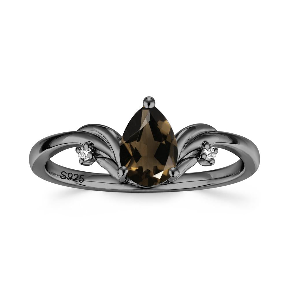 Minimalist Pear Cut Sapphire Vine Ring - LUO Jewelry #gemstone_Smoky Quartz