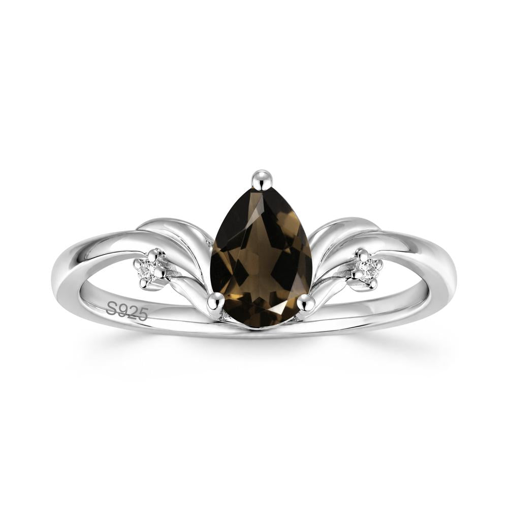 Minimalist Pear Cut Sapphire Vine Ring - LUO Jewelry #gemstone_Smoky Quartz