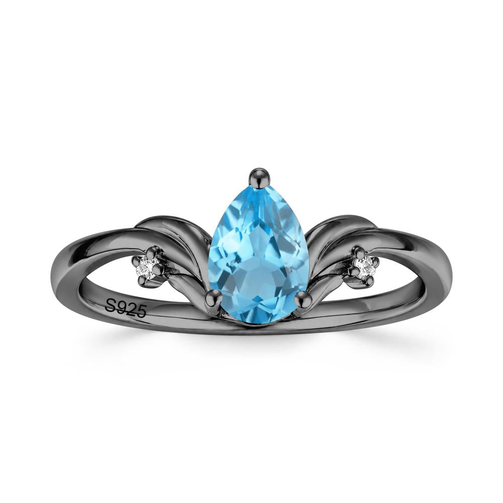 Minimalist Pear Cut Sapphire Vine Ring - LUO Jewelry #gemstone_Swiss Blue Topaz