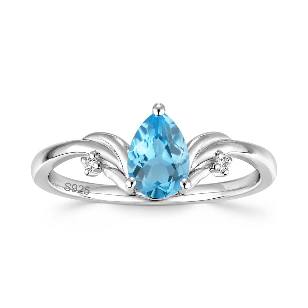 Minimalist Pear Cut Sapphire Vine Ring - LUO Jewelry #gemstone_Swiss Blue Topaz