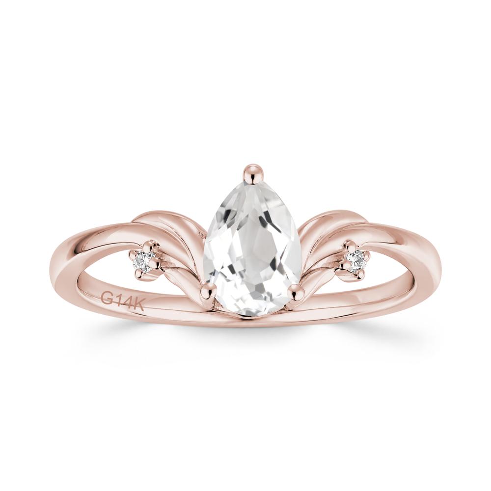 Minimalist Pear Cut Sapphire Vine Ring - LUO Jewelry #gemstone_White Topaz