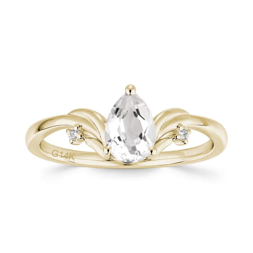 Minimalist Pear Cut Sapphire Vine Ring - LUO Jewelry #gemstone_White Topaz