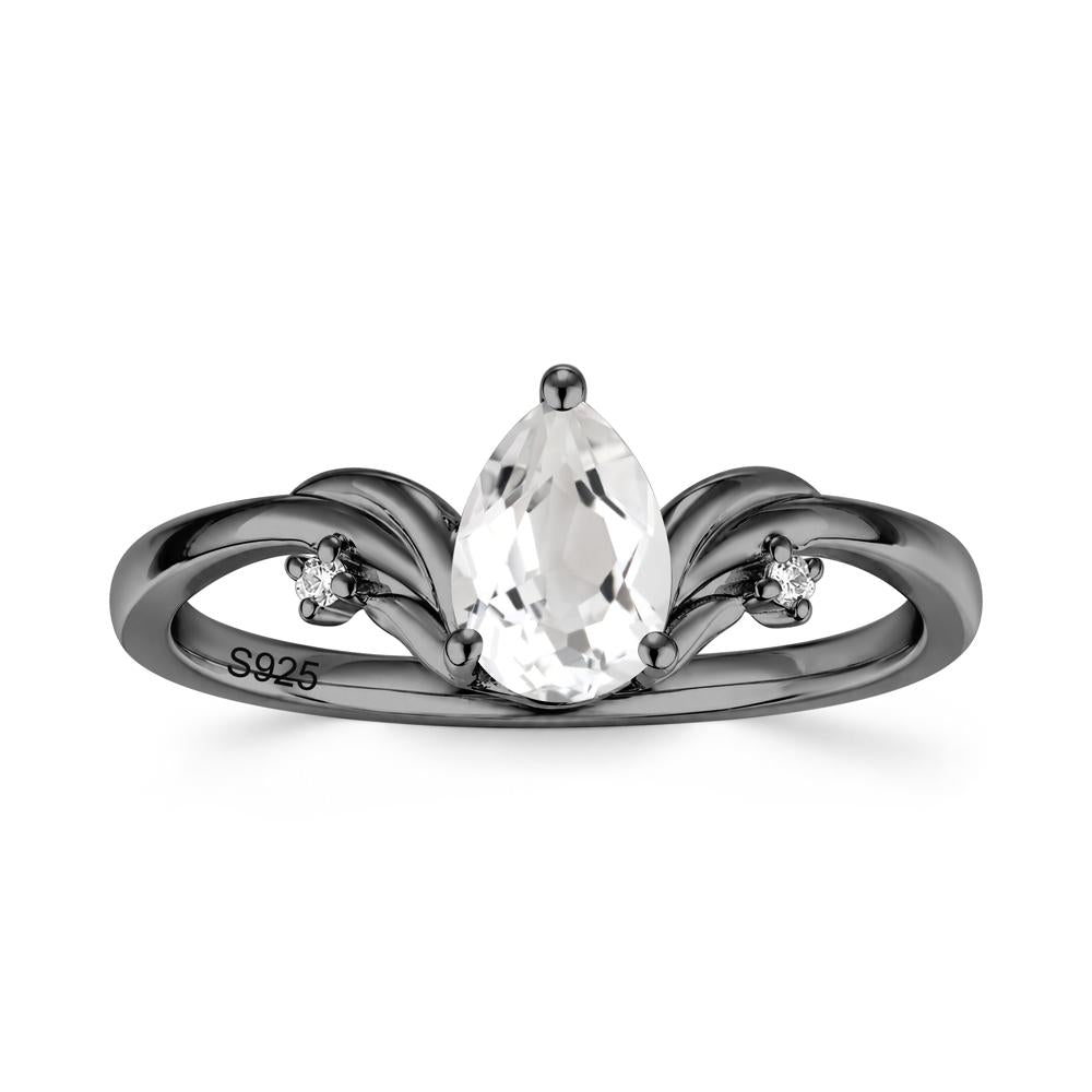 Minimalist Pear Cut Sapphire Vine Ring - LUO Jewelry #gemstone_White Topaz