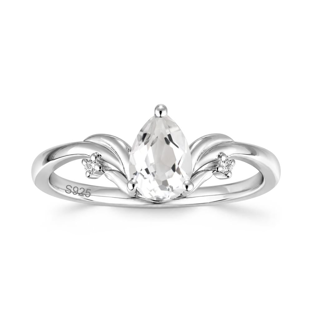 Minimalist Pear Cut Sapphire Vine Ring - LUO Jewelry #gemstone_White Topaz