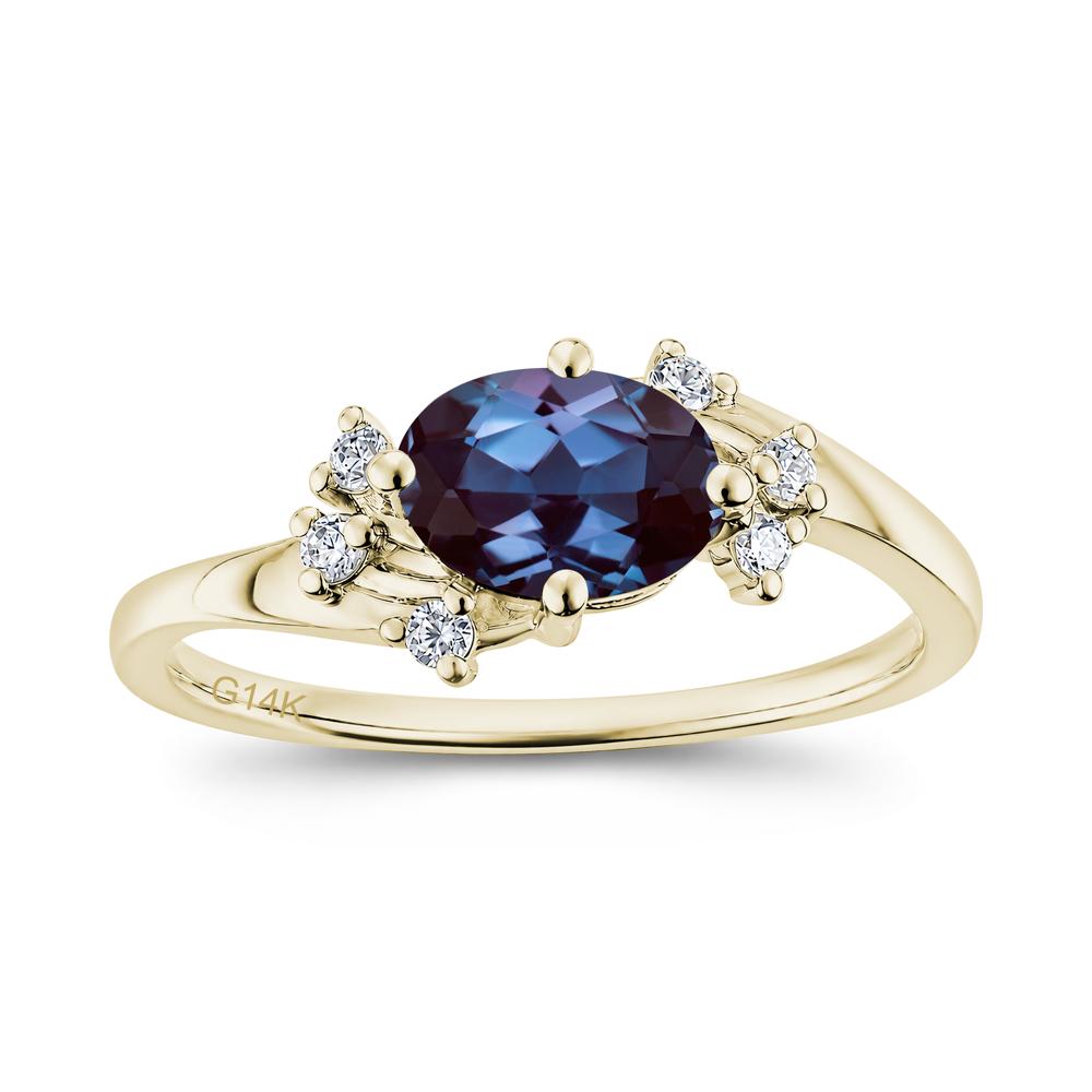 East West Oval Cut Emerald Cluster Ring - LUO Jewelry #gemstone_Alexandrite
