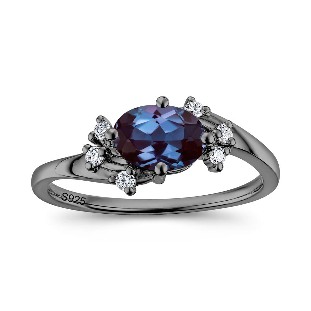 East West Oval Cut Emerald Cluster Ring - LUO Jewelry #gemstone_Alexandrite