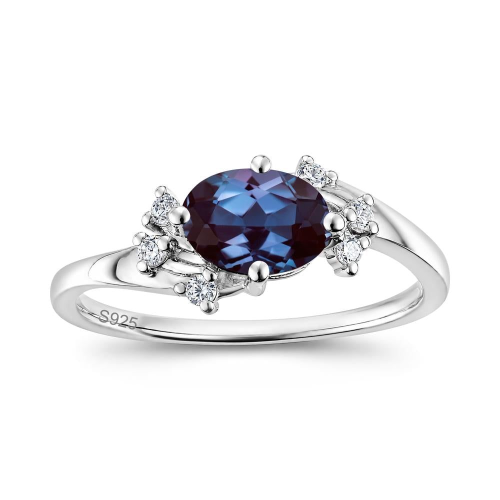 East West Oval Cut Emerald Cluster Ring - LUO Jewelry #gemstone_Alexandrite