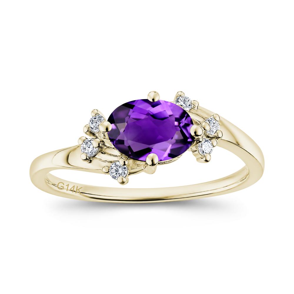 East West Oval Cut Emerald Cluster Ring - LUO Jewelry #gemstone_Amethyst