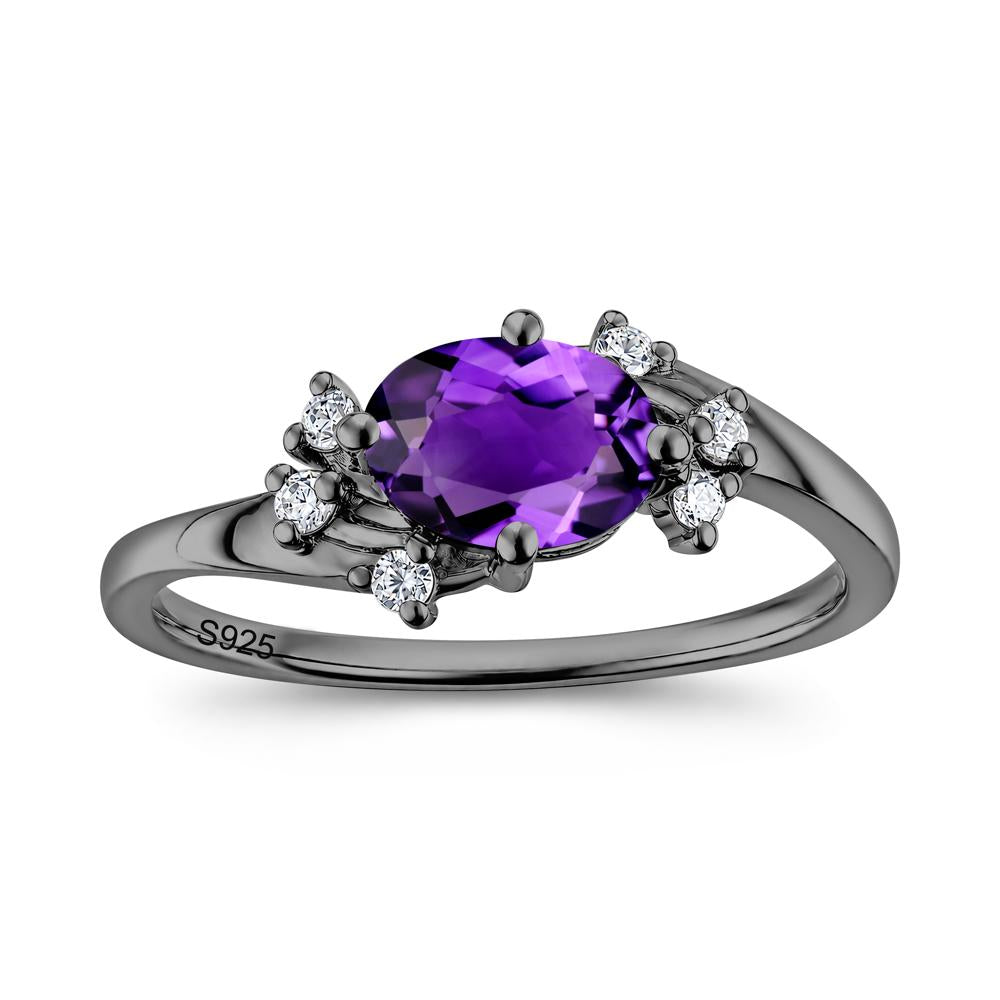 East West Oval Cut Emerald Cluster Ring - LUO Jewelry #gemstone_Amethyst