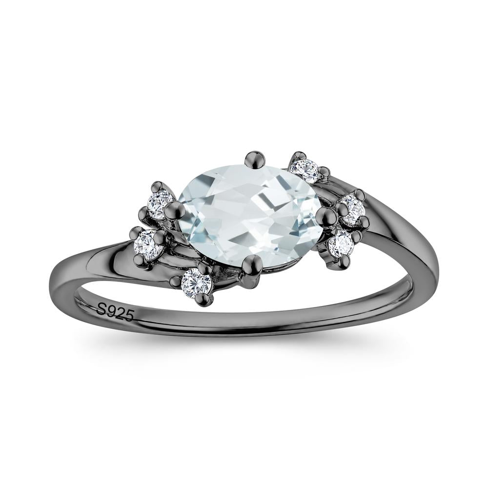 East West Oval Cut Emerald Cluster Ring - LUO Jewelry #gemstone_Aquamarine