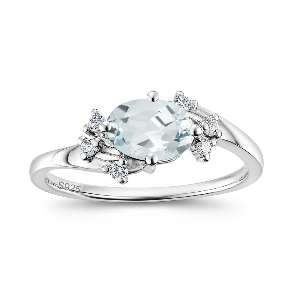 East West Oval Cut Emerald Cluster Ring - LUO Jewelry #gemstone_Aquamarine