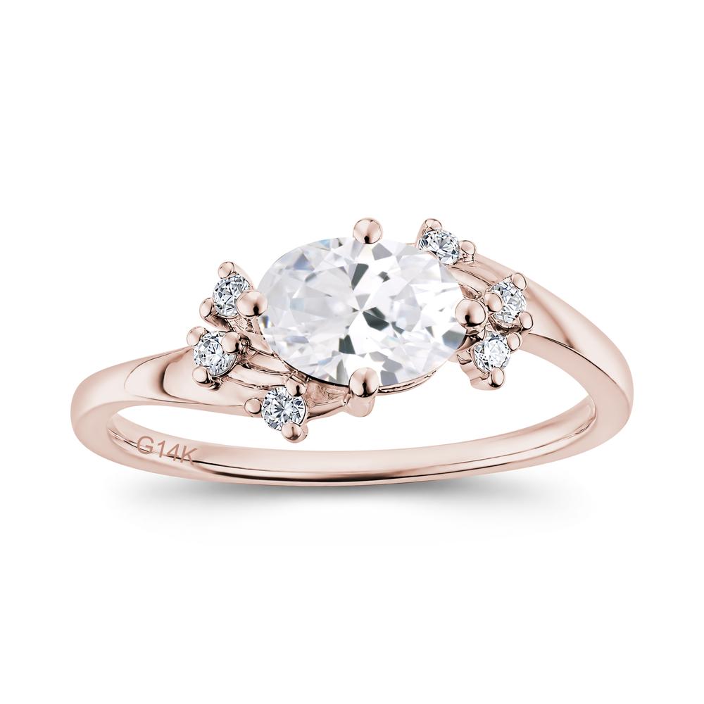 East West Oval Cut Emerald Cluster Ring - LUO Jewelry #gemstone_Cubic Zirconia