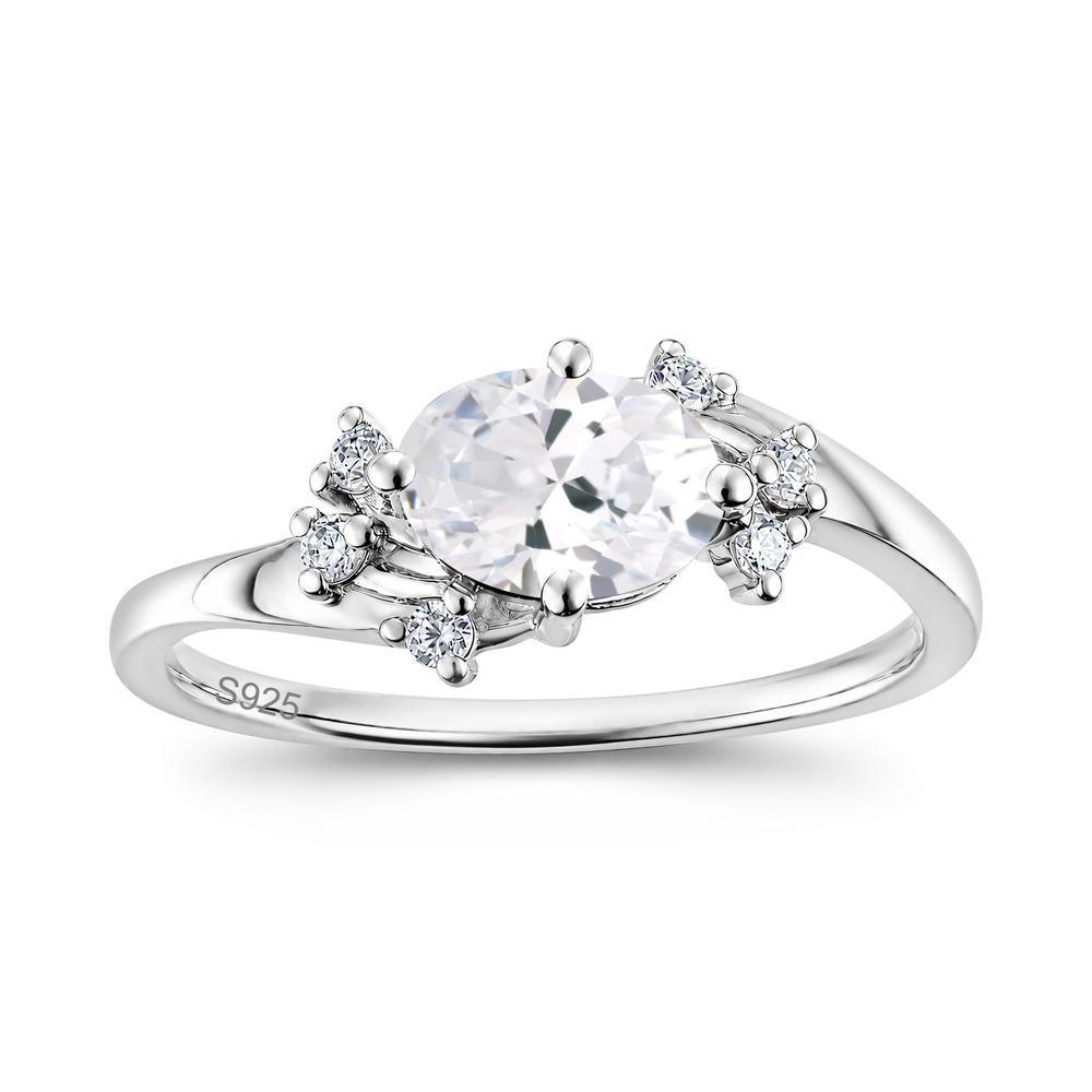 East West Oval Cut Emerald Cluster Ring - LUO Jewelry #gemstone_Cubic Zirconia