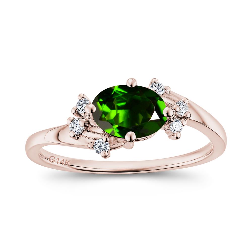 East West Oval Cut Emerald Cluster Ring - LUO Jewelry #gemstone_Diopside