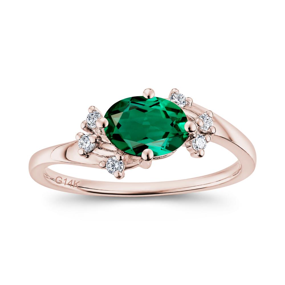 East West Oval Cut Emerald Cluster Ring - LUO Jewelry #gemstone_Emerald