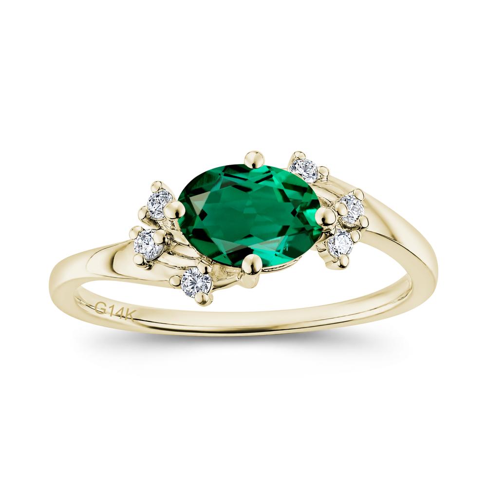 East West Oval Cut Emerald Cluster Ring - LUO Jewelry #gemstone_Emerald