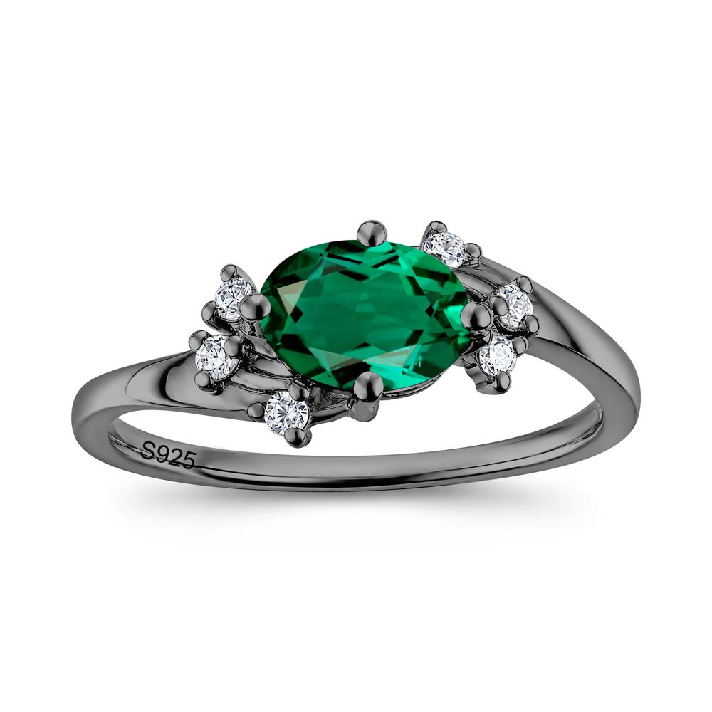 East West Oval Cut Emerald Cluster Ring - LUO Jewelry #gemstone_Emerald