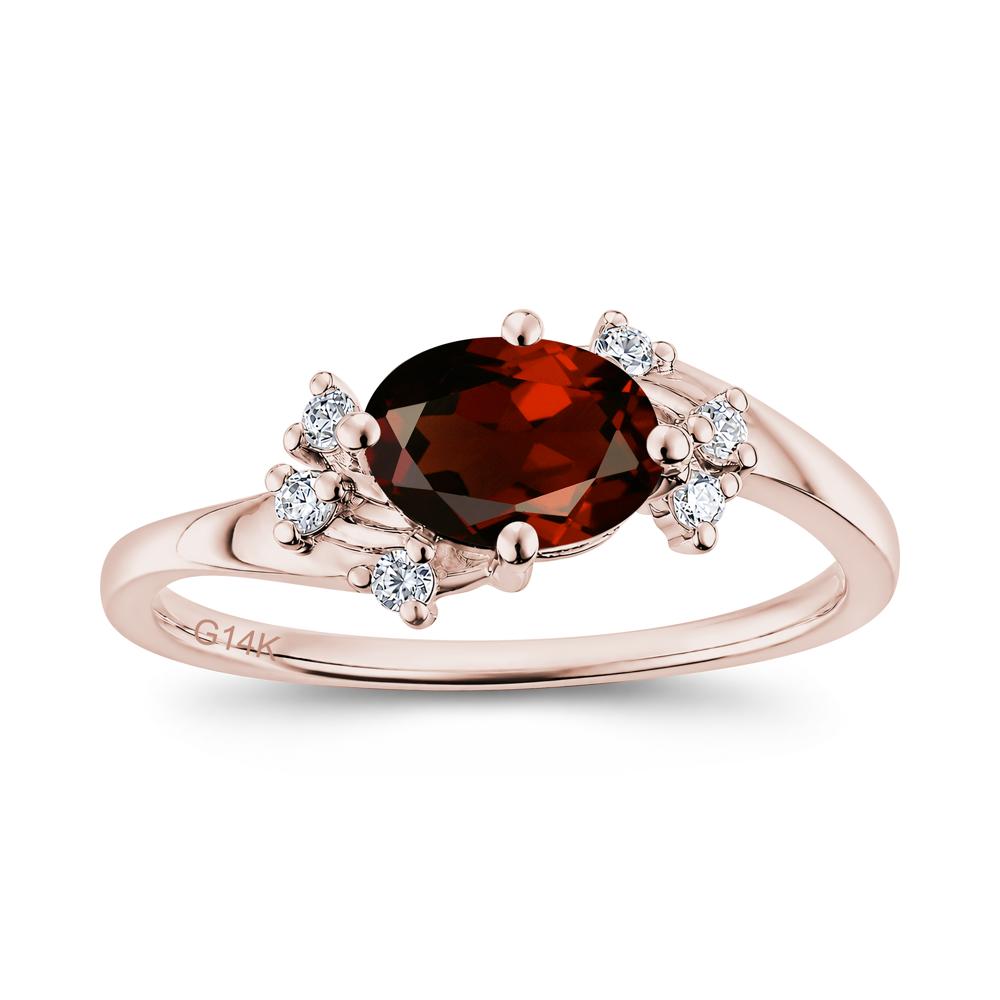 East West Oval Cut Emerald Cluster Ring - LUO Jewelry #gemstone_Garnet