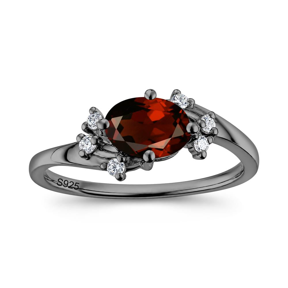 East West Oval Cut Emerald Cluster Ring - LUO Jewelry #gemstone_Garnet